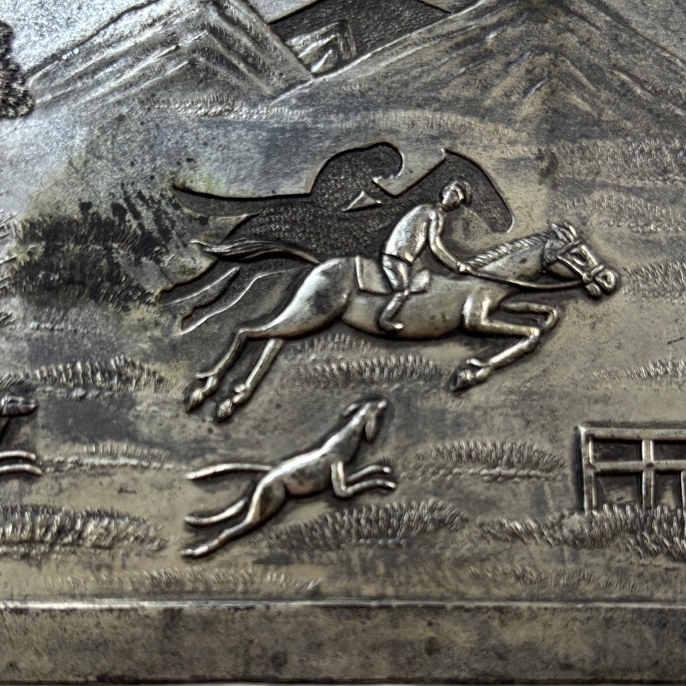 Vintage table crumb catcher equestrian horse riding Silver Dustpan and Brush Set - Picture 3 of 9